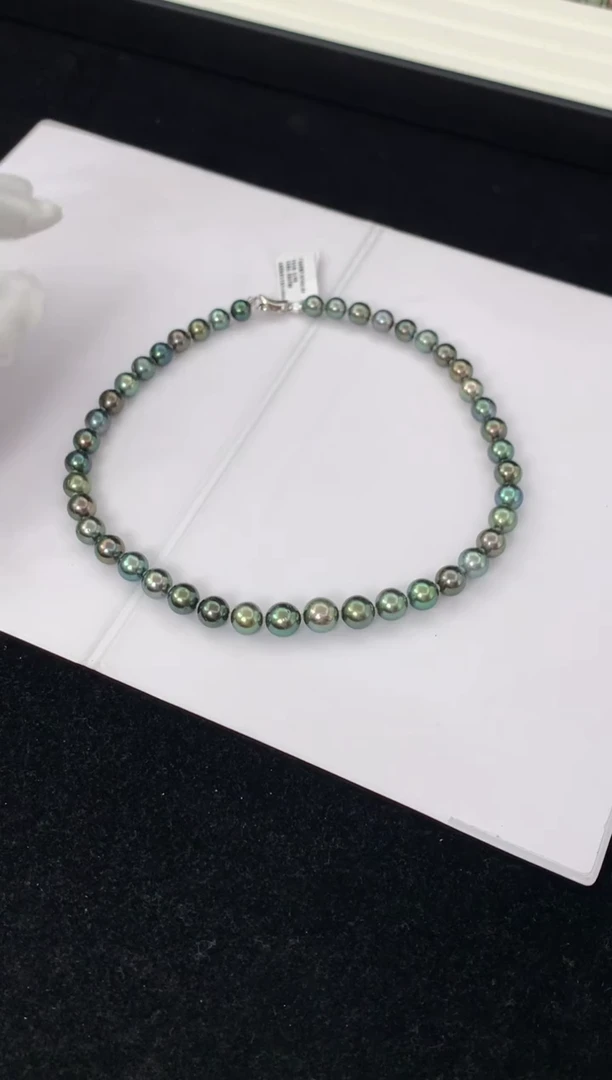 【闪购商品】海水珍珠颈饰银S925镶嵌海水大溪地珍珠项链8-11mm