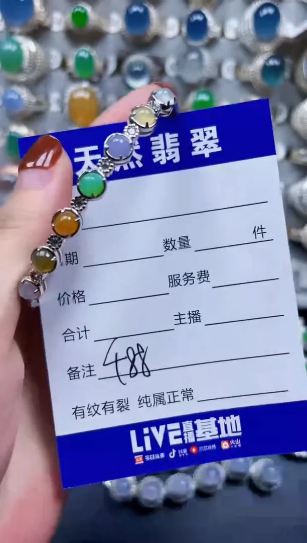 银S925镶嵌手镯翡翠488