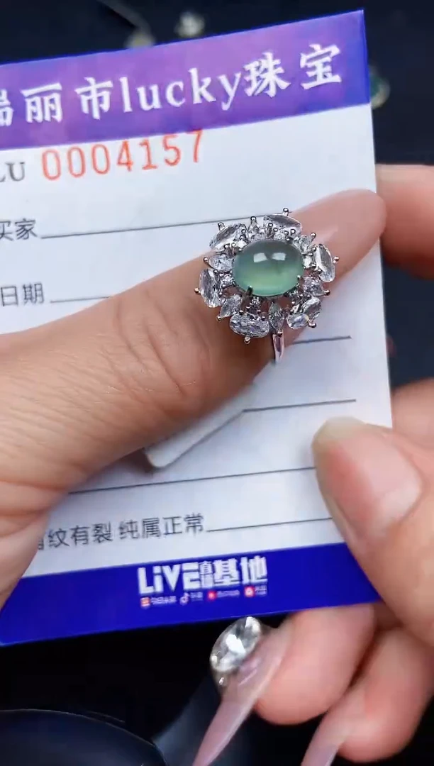 翡翠银S925镶嵌颈饰4157