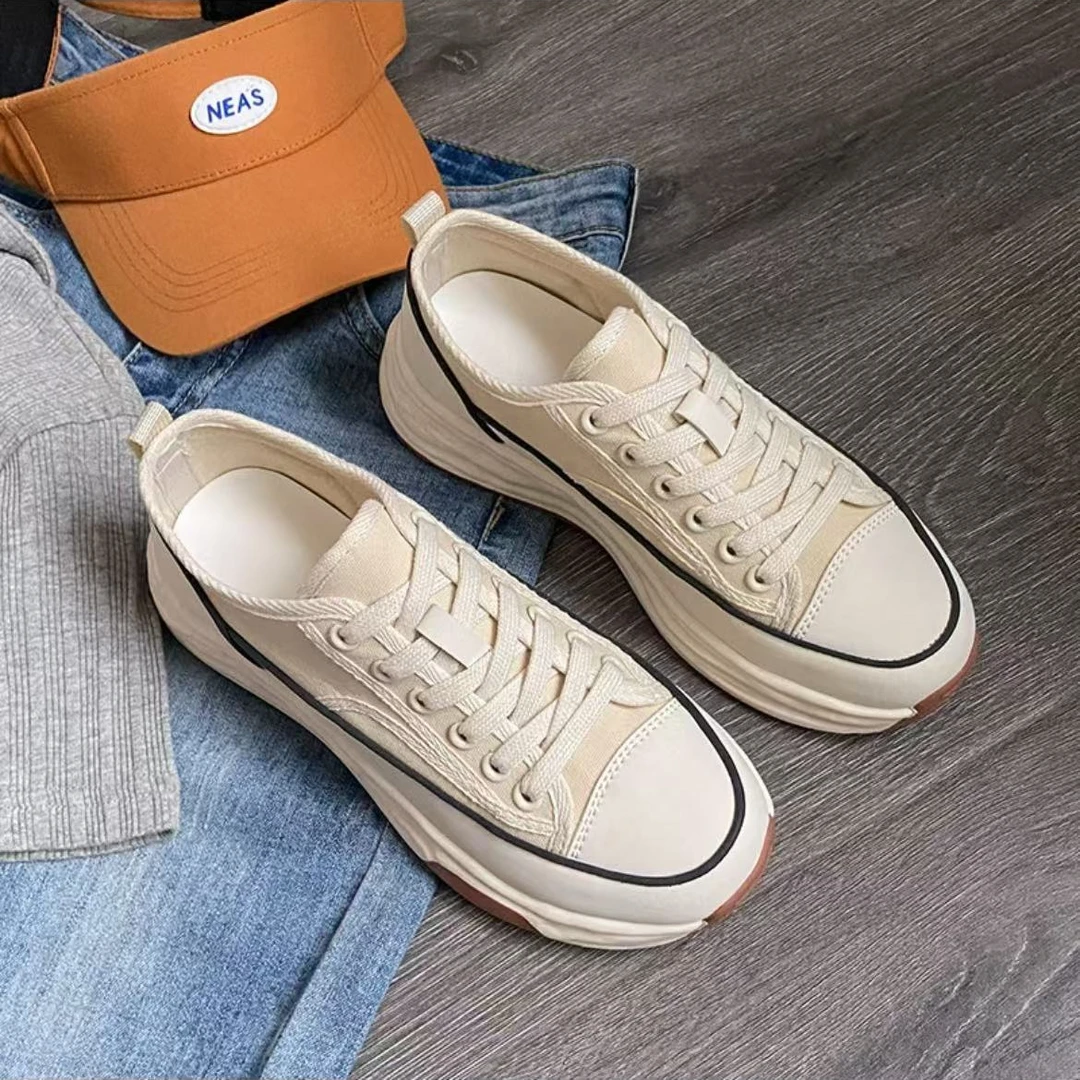 S2201  白色帆布鞋女新款透气溶解爆款厚底鞋夏增高休闲板鞋女鞋