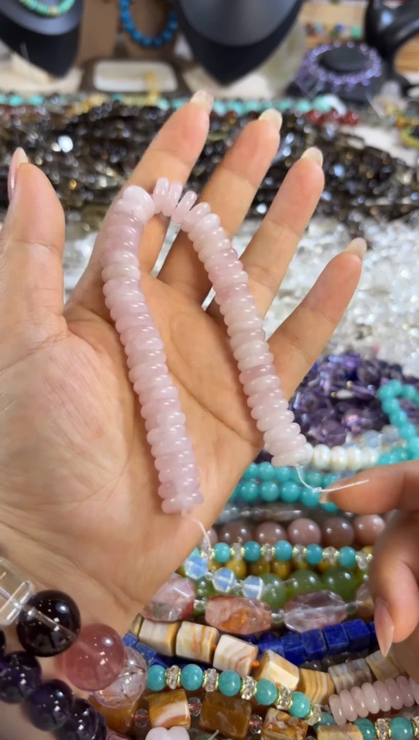 未镶嵌玛瑙/玉髓珠宝半成品卡12 粉水算盘