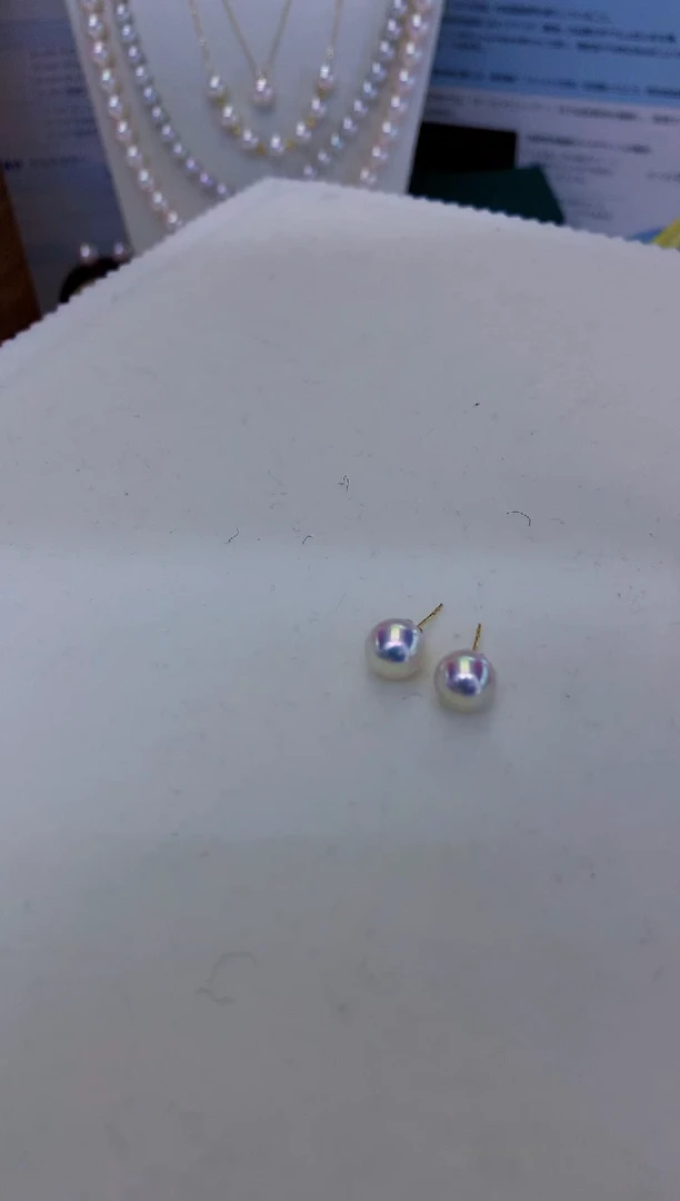 18K金镶嵌海水珍珠饰品8-8.5素钉定制