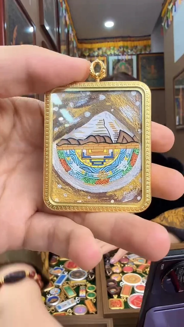 吊坠冈仁波齐山-热贡纯手绘唐卡