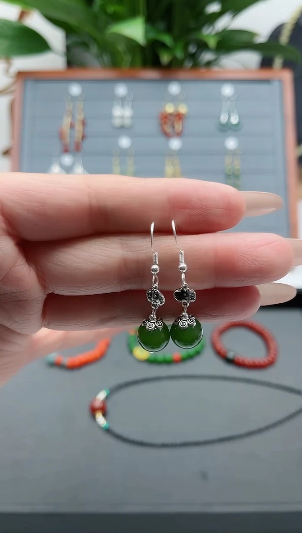 【闪购商品】玛瑙/玉髓耳饰银S925镶嵌680