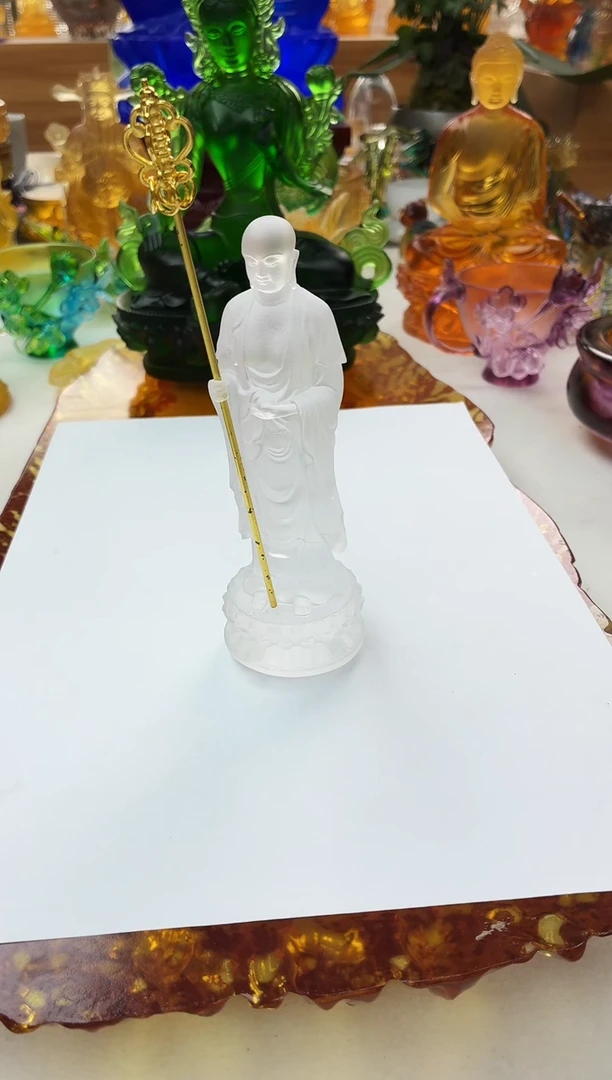 手工艺品琉璃白色地藏菩萨13公分