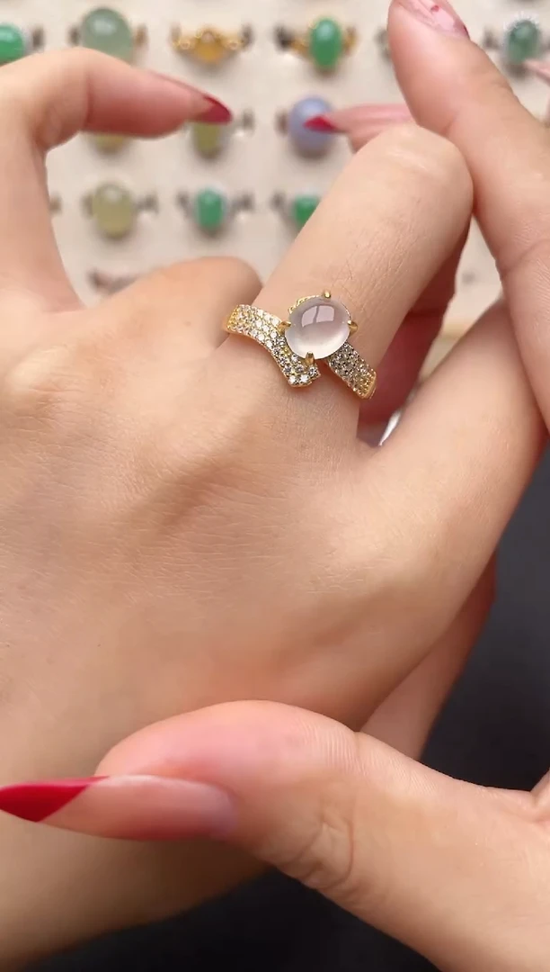 【闪购商品】翡翠戒指银S925镶嵌一物一证一礼盒