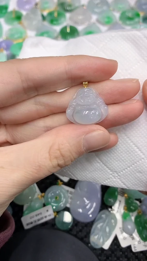 颈饰18K金镶嵌翡翠a货支持复检百元以上9元证书费自理