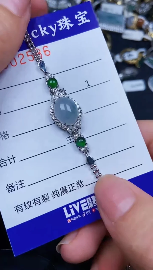 翡翠银S925镶嵌颈饰2586