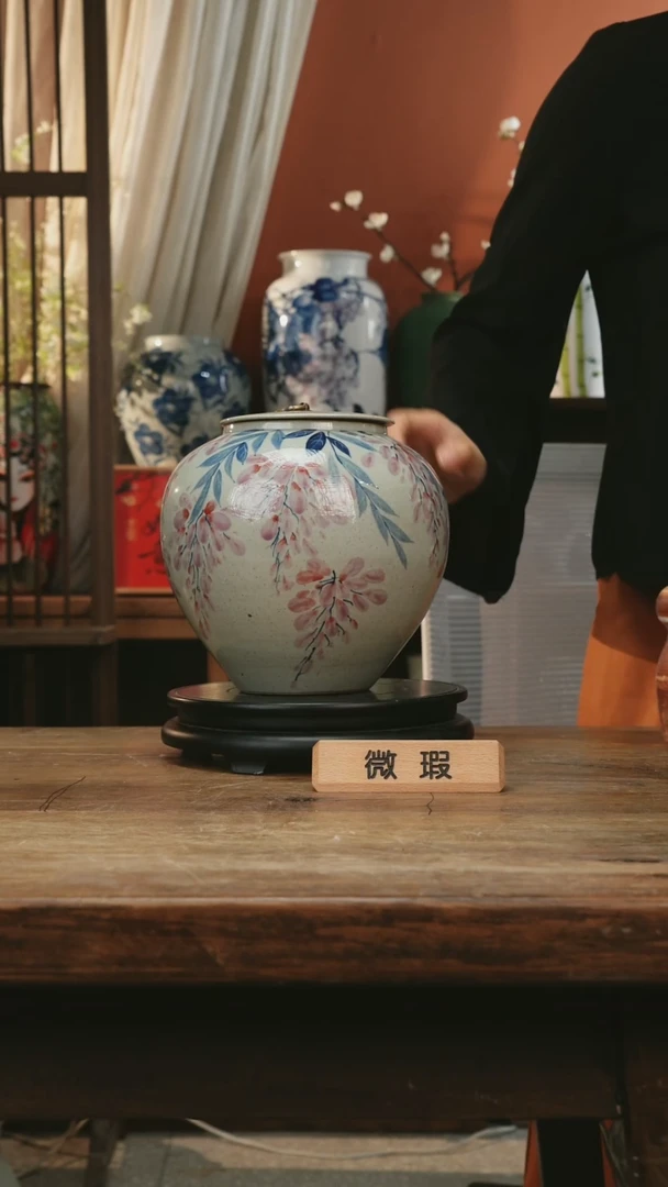 瓷片景德镇设计师釉下手绘陶瓷花瓶