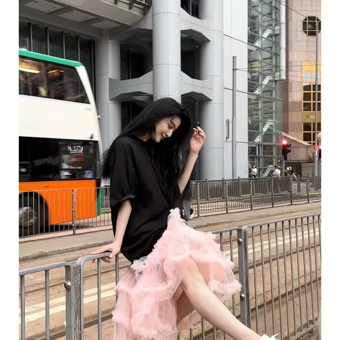 Ruckierz深圳南油原创欧若风拼接蕾丝显瘦明星同款长裙