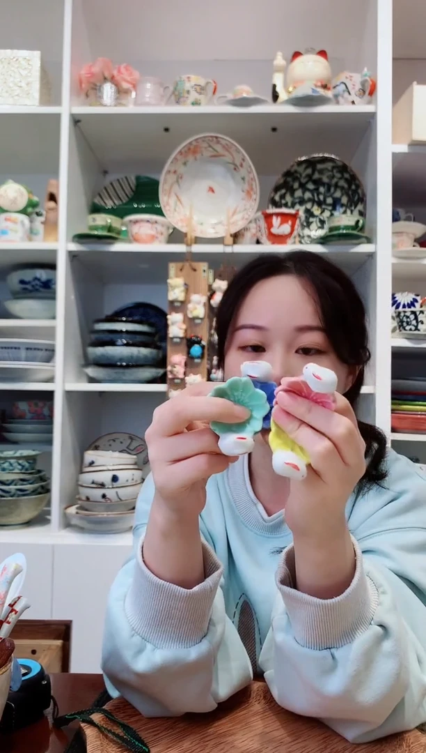 陶瓷【五支】日本进口兔子筷架一套五个