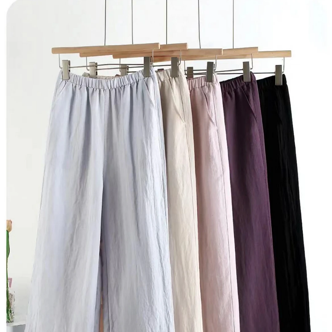 （蕾丝九分休闲裤）微瑕高腰百搭夏季春夏薄款宽松中国风松紧腰