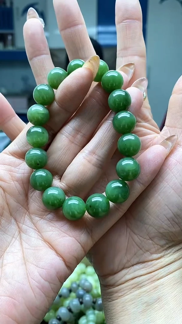 未镶嵌手串和田玉碧玉14带猫眼