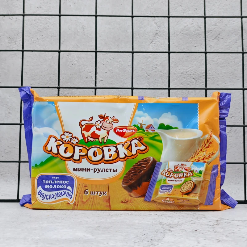 得闲俄罗斯进口小牛牌牛奶巧克力味蛋糕卷210g