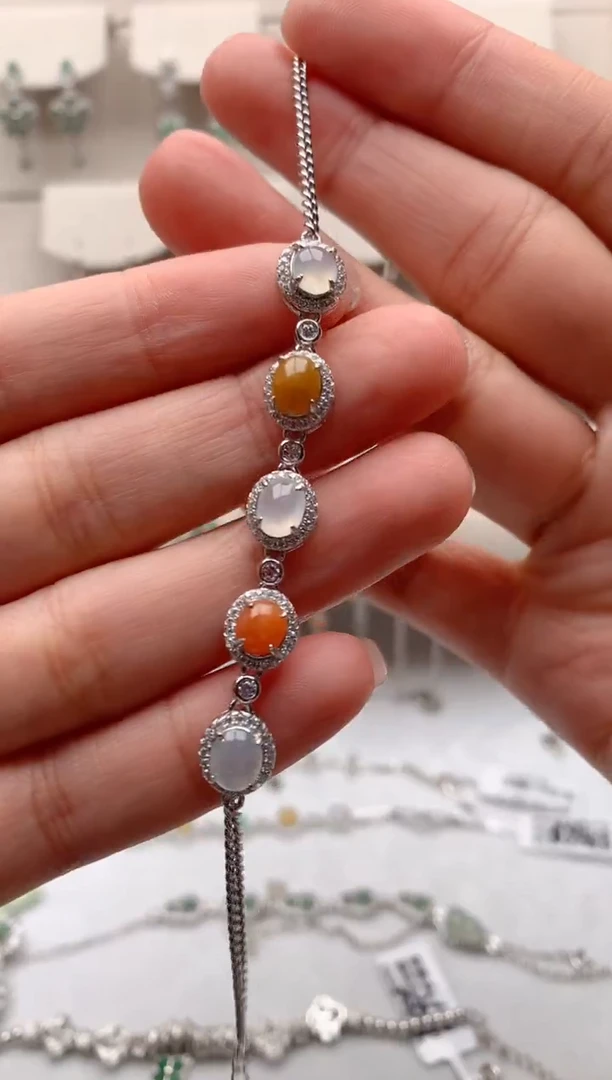 【闪购商品】翡翠手链银S925镶嵌惹2