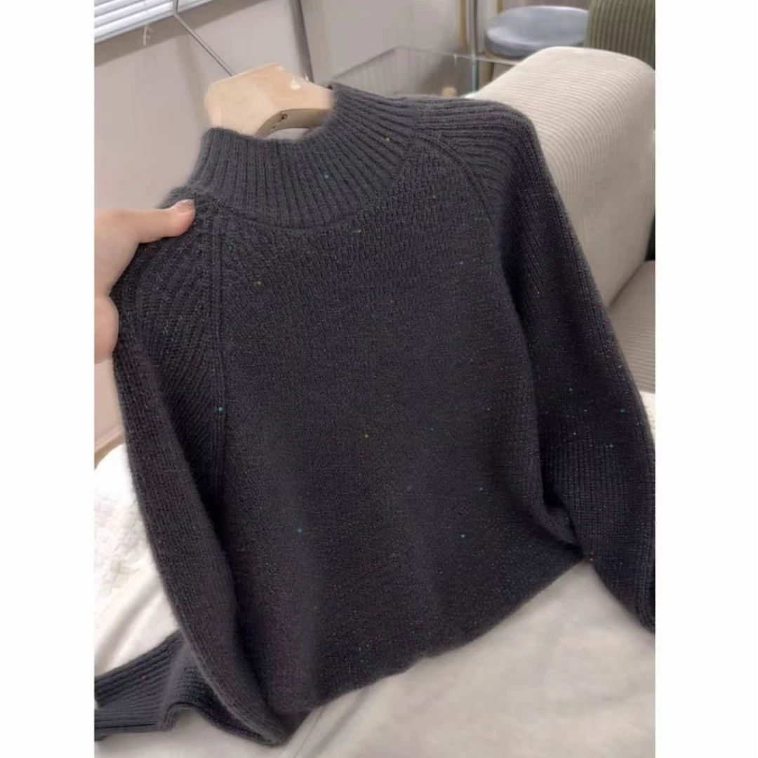 215#新款套头宽松休闲百搭针织衫长袖半高领33