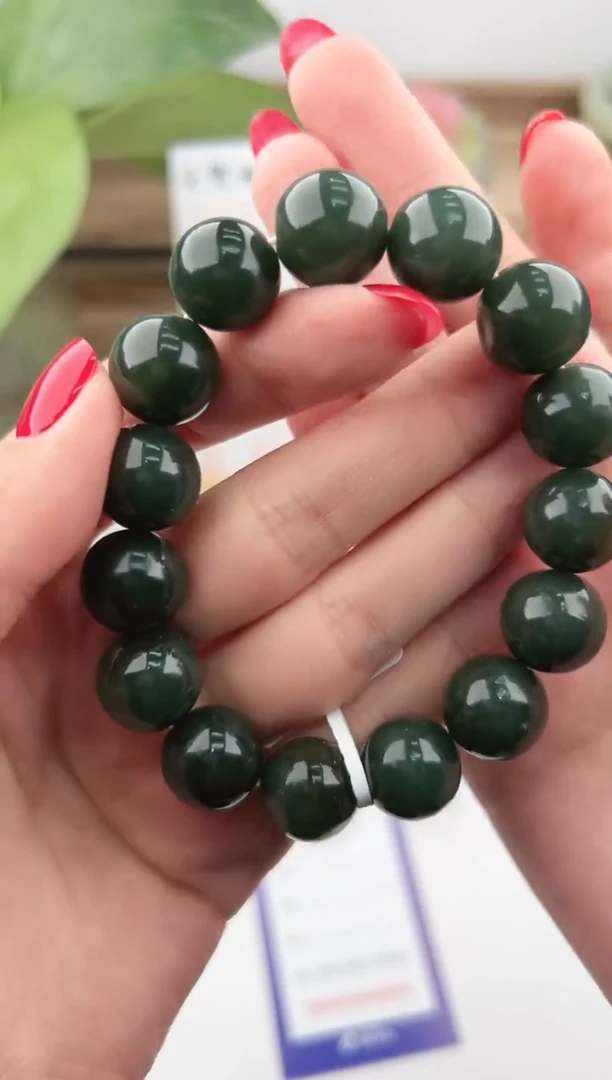 未镶嵌手串和田玉微色差M卡14mm