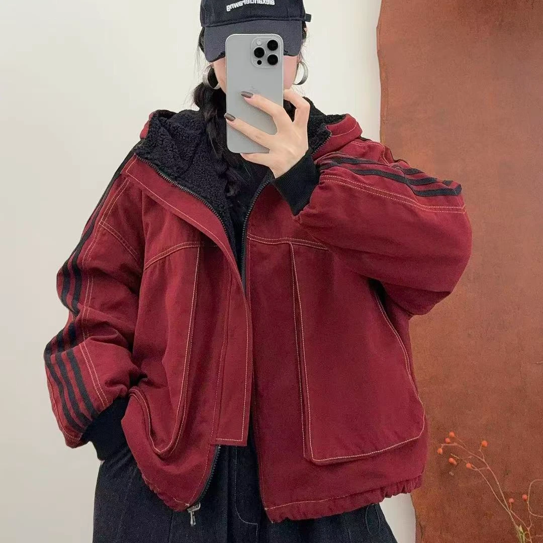 17082新款秋冬双面穿休闲减龄宽松显瘦时尚棉服