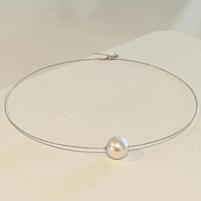 粉丝专享 18k金贴片天然淡水珍珠路路通12-13mm（赠银项圈）