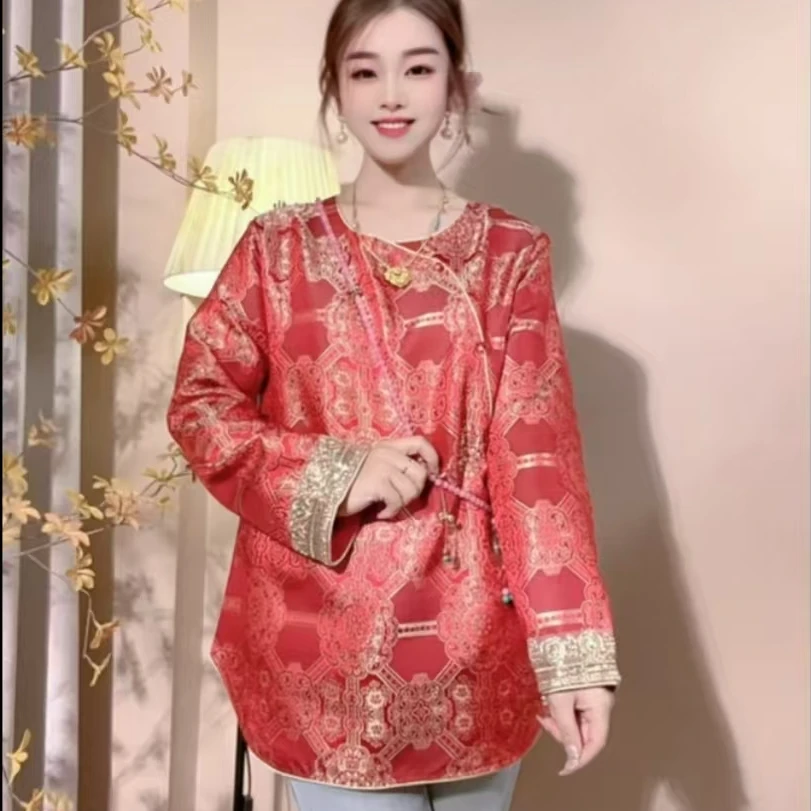 早春款气质中式百搭休闲时尚中国风长袖宽松显瘦上衣