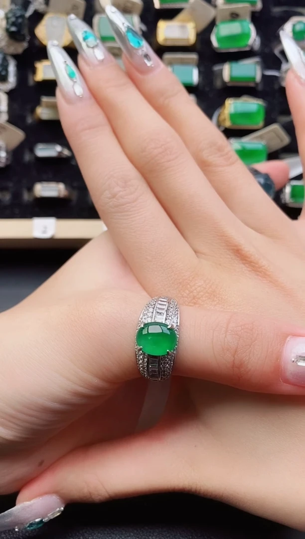 翡翠戒指银S925镶嵌121212