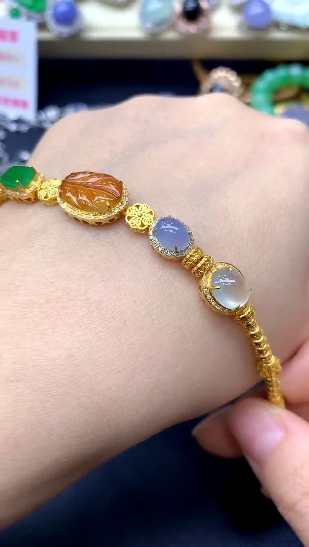 18K金镶嵌手链翡翠267-中国好珍宝