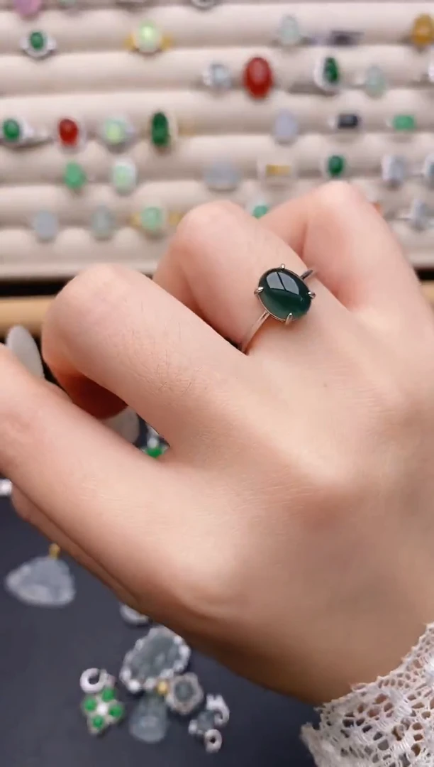 银S925镶嵌戒指翡翠0