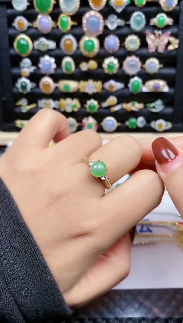 银S925镶嵌戒指翡翠186