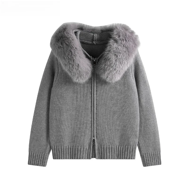 拉夏贝尔慵懒高级感超好看连帽毛衣女秋冬独特漂亮别致针织衫上衣