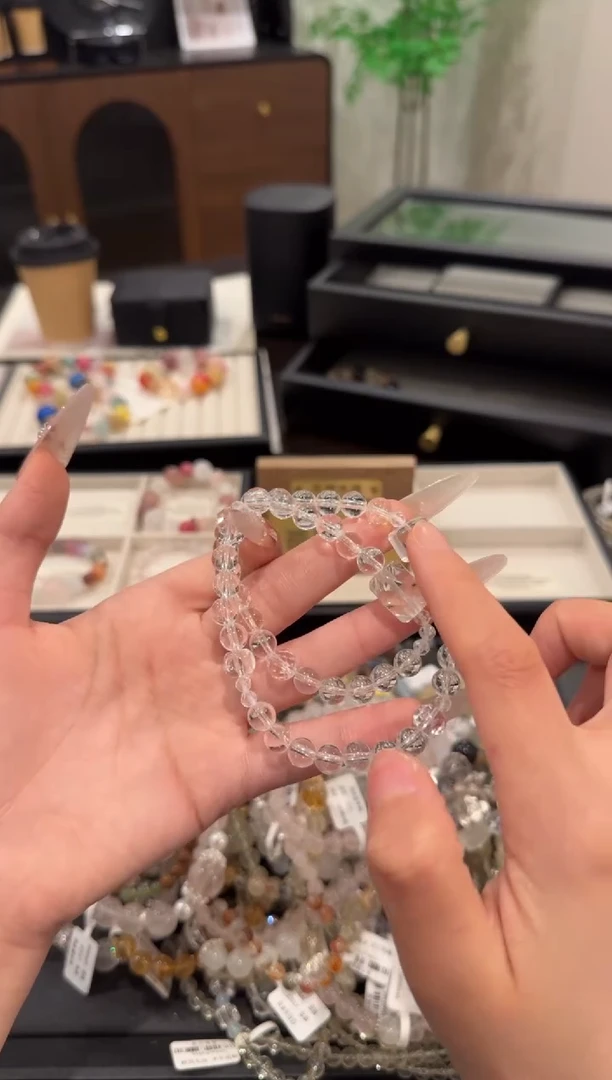 水晶手链合金白水晶双圈x1764