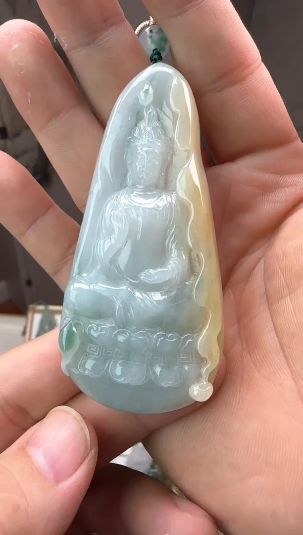 吊坠(不含链)未镶嵌翡翠锋*天然缅甸A货翡翠（观音）