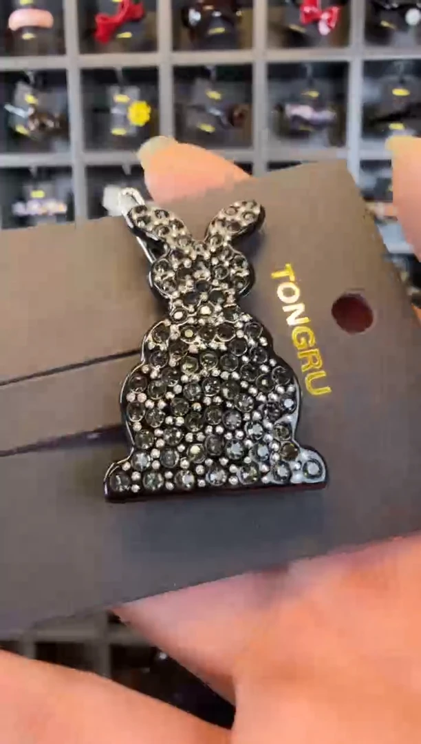 非金属醋酸醋酸韩国醋酸BF正版品牌6cm施华洛小兔青蛙扣边夹一支