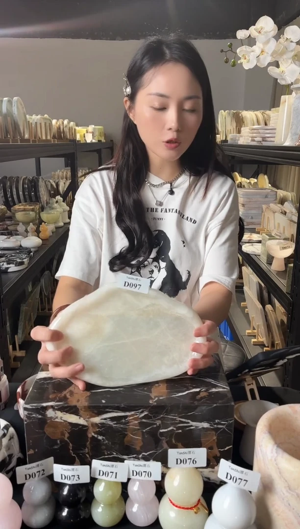 石材d097老矿白玉27*13云朵盘