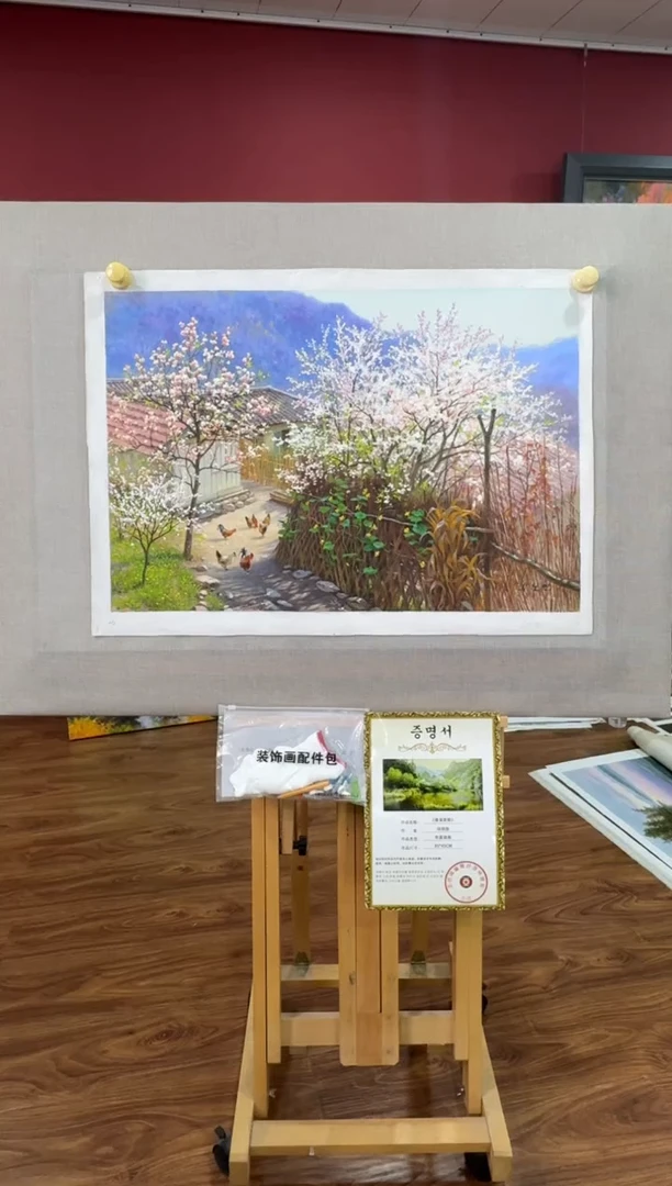 油画 【原创·保真·带证书】朝鲜画家纯手绘油画作品--顺丰包邮--