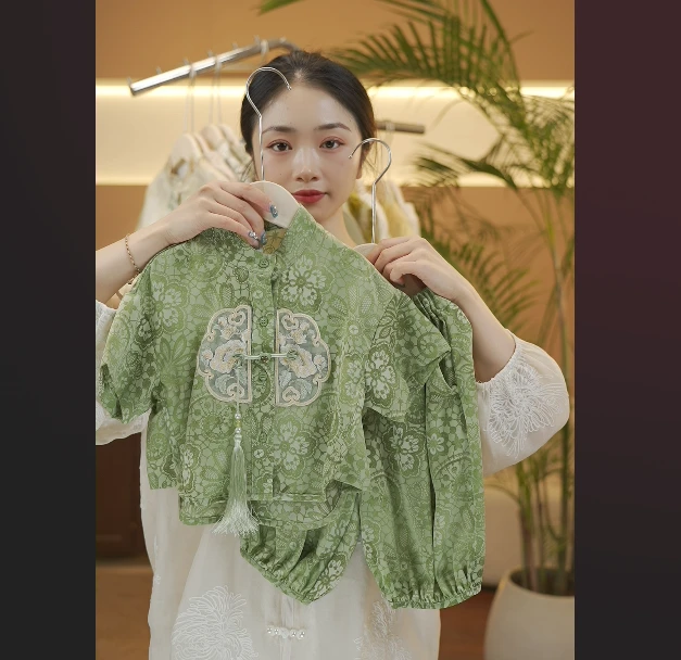 2025夏季新款复古春夏古风中式日常中国风汉元素绣花套装35826