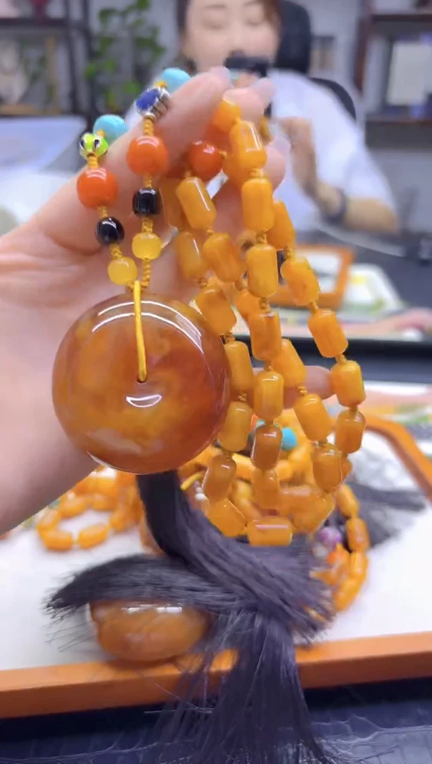 蜜蜡毛衣链未镶嵌DIY款M826