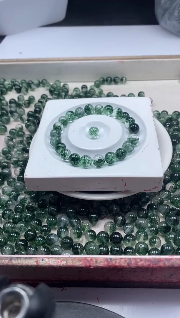 【闪购商品】水晶颈饰未镶嵌w138绿幽灵烤色8mm*25颗