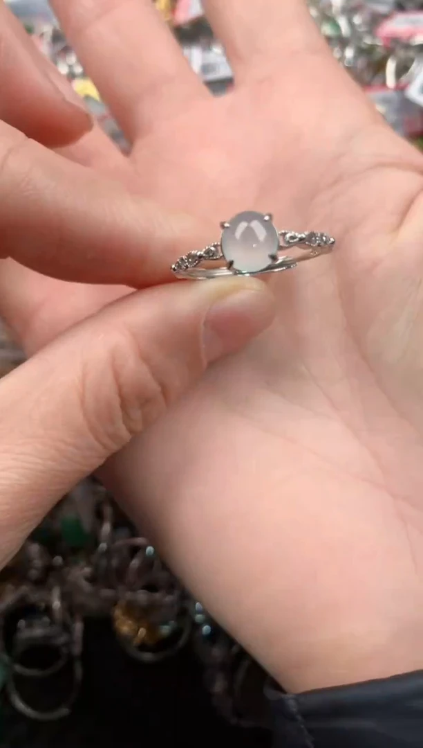 银S925镶嵌戒指翡翠2         3