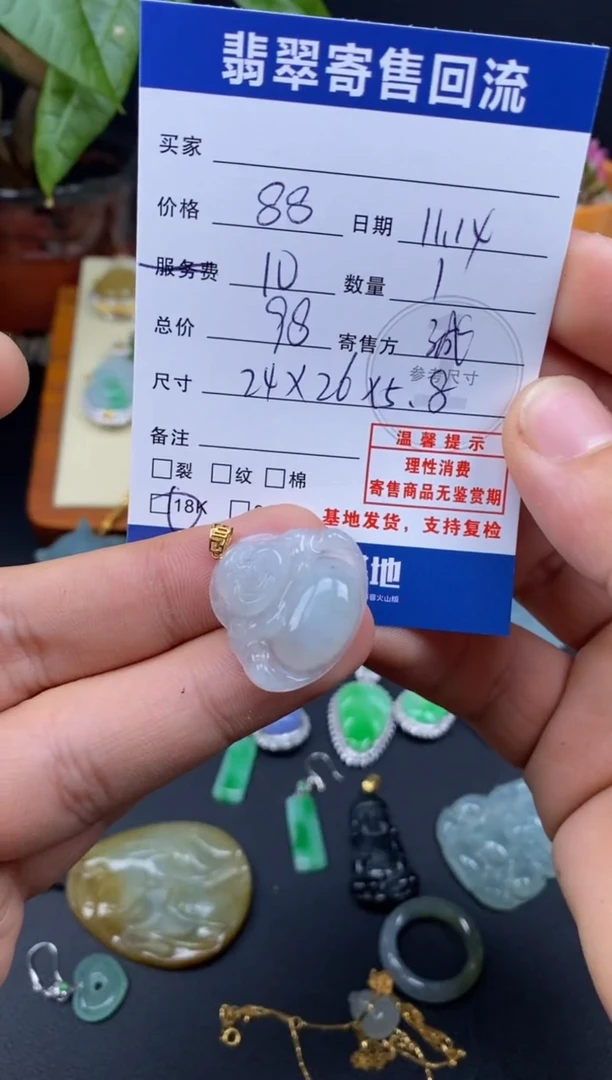 颈饰18K金镶嵌翡翠3000647