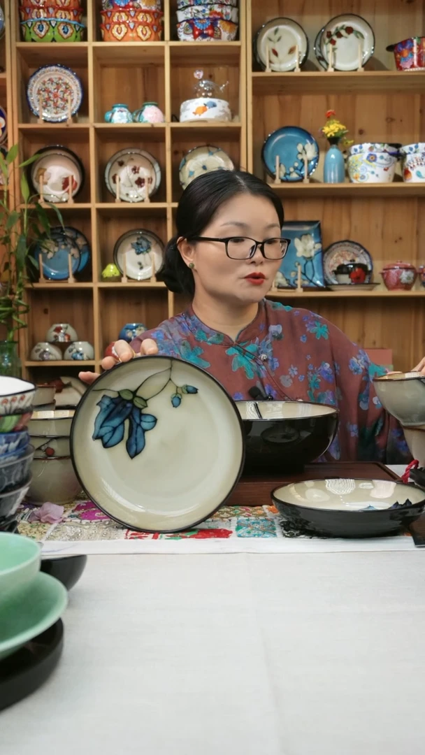 瓷片小可陶瓷一组2个大深盘