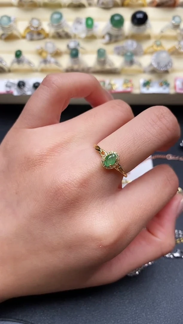 【闪购商品】翡翠戒指银S925镶嵌缅甸翡翠2  1+3