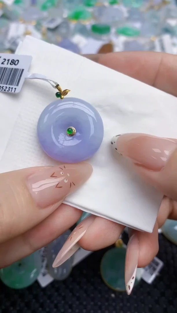 翡翠18K金镶嵌颈饰341   天然翡翠A货