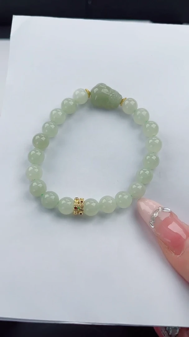手串未镶嵌和田玉555岚钻微色差T貔貅（浅）