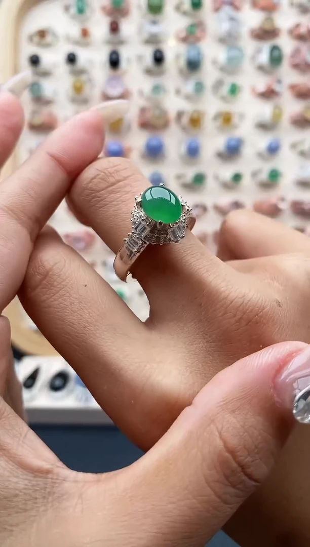 【闪购商品】翡翠戒指未镶嵌缅甸天然A货翡翠333  8+6