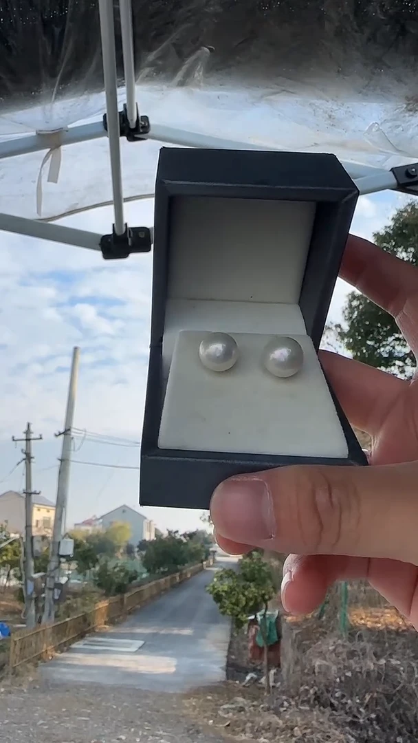 未镶嵌耳饰淡水珍珠【高货耳钉】11-12m 正圆 天然淡水珍珠