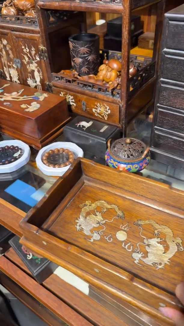 木双龙戏珠围栏托盘158...888