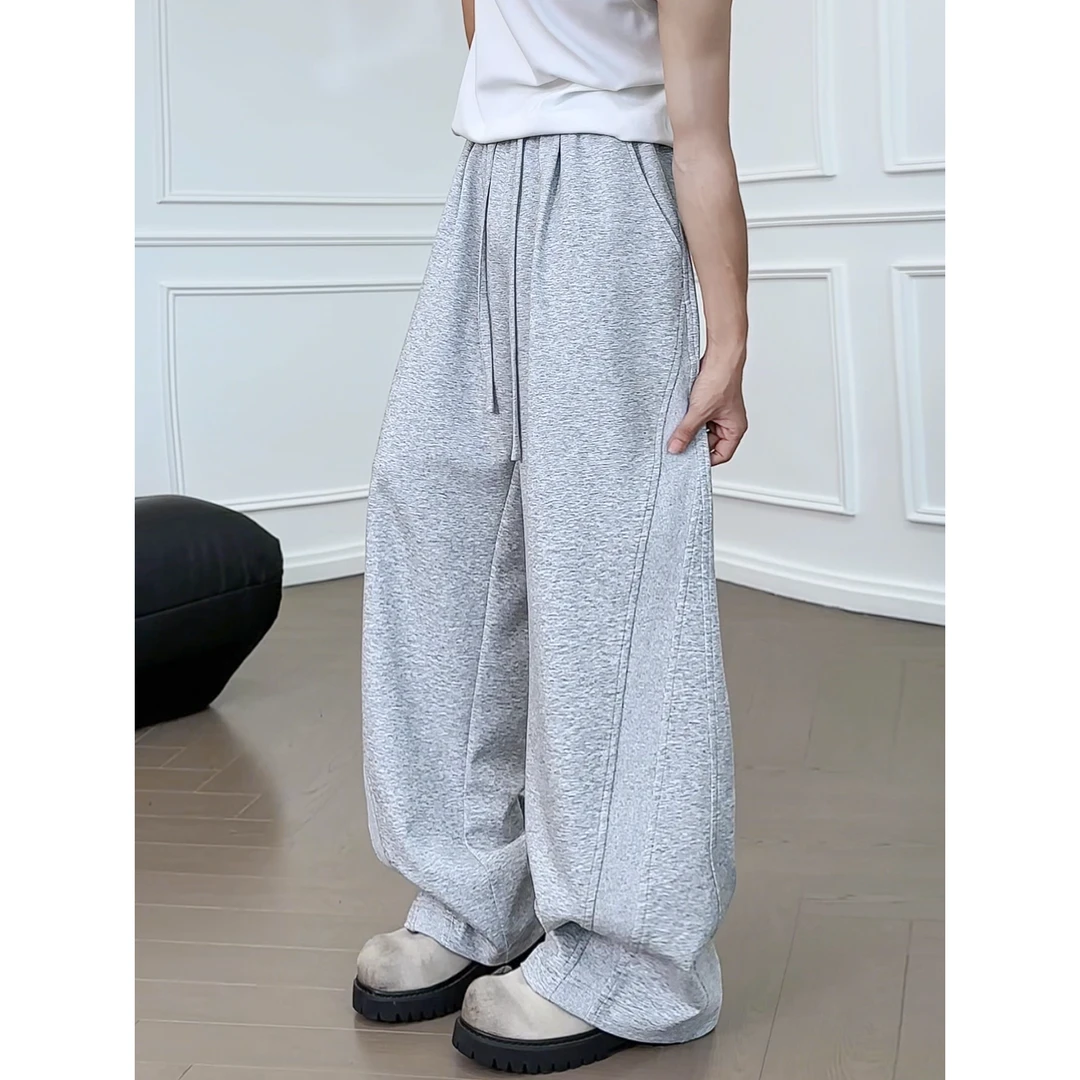 美式高街小众阔腿垂感运动春夏季潮流直筒宽松百搭设计感休闲裤