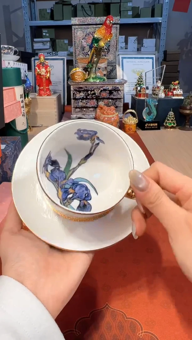 【闪购商品】杯128自然写生-梵高鸢尾杯碟（矮）