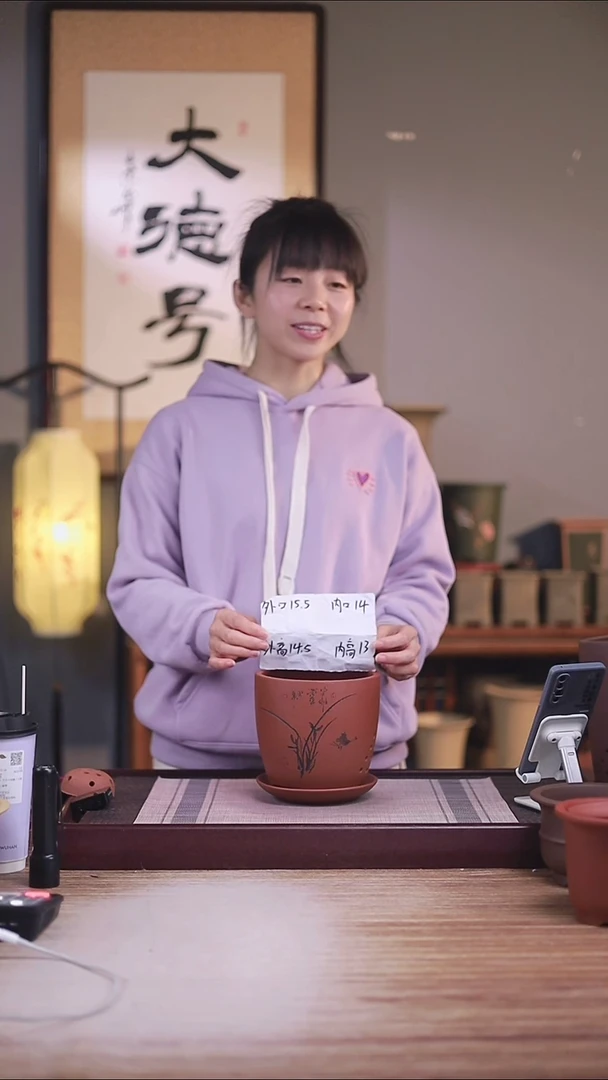 紫砂花盆清水泥君子兰2号一只带托