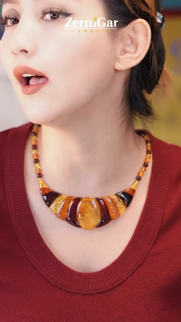 裸石琥珀未镶嵌天然琥珀项链